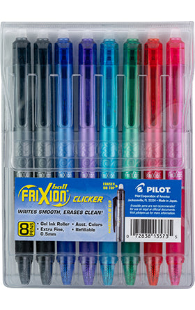 Pilot Frixion Clicker Erasable Gel Ink Pen 8pk Assorted 0.7mm – MJPens
